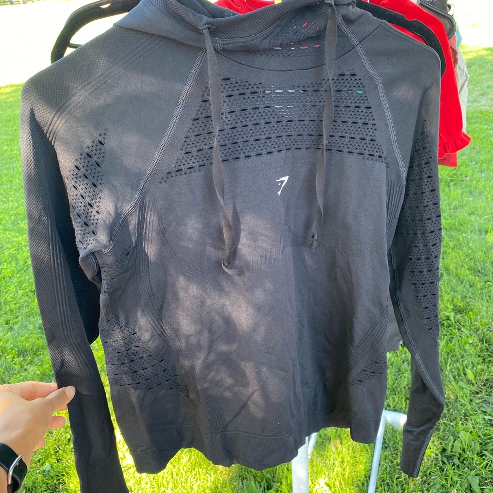 Gymshark Black Mesh Hoodie and leggings set